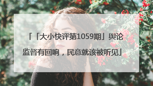 「大小快评第1059期」舆论监督有回响，民意就该被听见