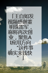 王自如发视频感谢董明珠雷军，称将再次创业，聚焦AI应用方向，“这件事确实来钱快”