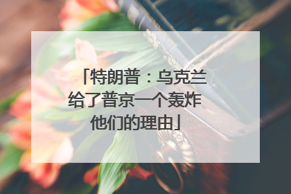 特朗普：乌克兰给了普京一个轰炸他们的理由