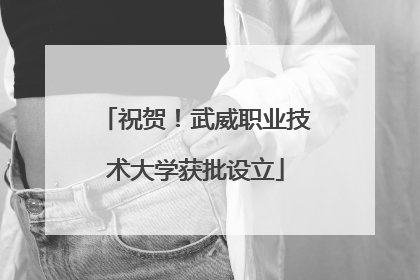 祝贺！武威职业技术大学获批设立