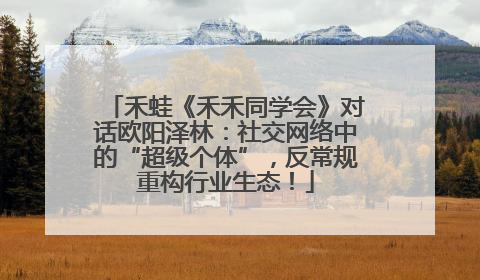 禾蛙《禾禾同学会》对话欧阳泽林：社交网络中的“超级个体”，反常规重构行业生态！