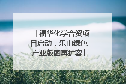 福华化学合资项目启动，乐山绿色产业版图再扩容