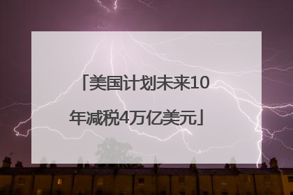 美国计划未来10年减税4万亿美元