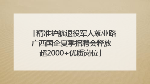 精准护航退役军人就业路 广西国企夏季招聘会释放超2000+优质岗位