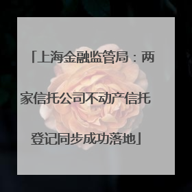 上海金融监管局：两家信托公司不动产信托登记同步成功落地