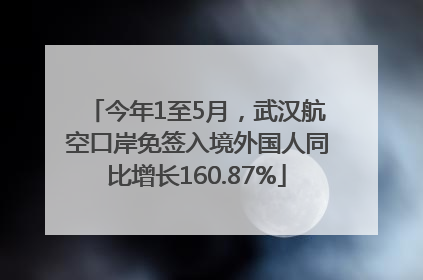 今年1至5月，武汉航空口岸免签入境外国人同比增长160.87%