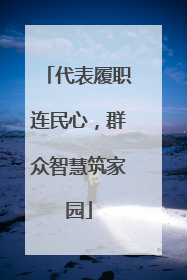 代表履职连民心，群众智慧筑家园