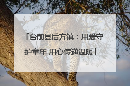 台前县后方镇：用爱守护童年 用心传递温暖