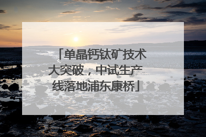 单晶钙钛矿技术大突破，中试生产线落地浦东康桥