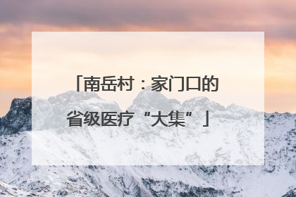南岳村：家门口的省级医疗“大集”