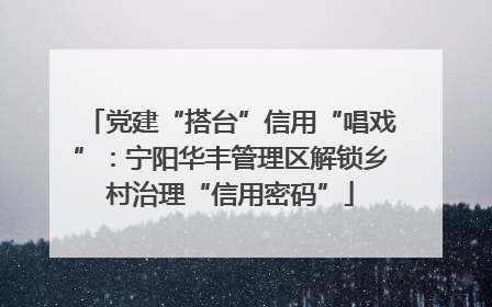 党建“搭台”信用“唱戏”：宁阳华丰管理区解锁乡村治理“信用密码”