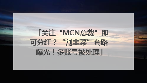 关注“MCN总裁”即可分红？“割韭菜”套路曝光！多账号被处理