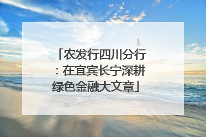 农发行四川分行：在宜宾长宁深耕绿色金融大文章