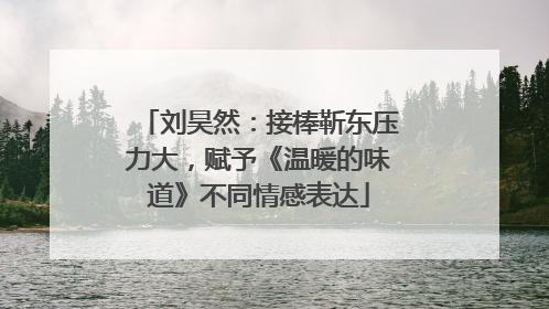 刘昊然：接棒靳东压力大，赋予《温暖的味道》不同情感表达