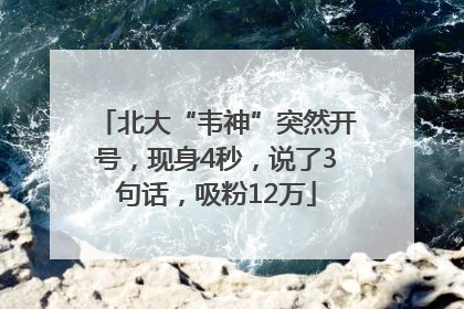 北大“韦神”突然开号，现身4秒，说了3句话，吸粉12万