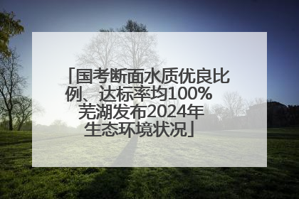 国考断面水质优良比例、达标率均100% 芜湖发布2024年生态环境状况