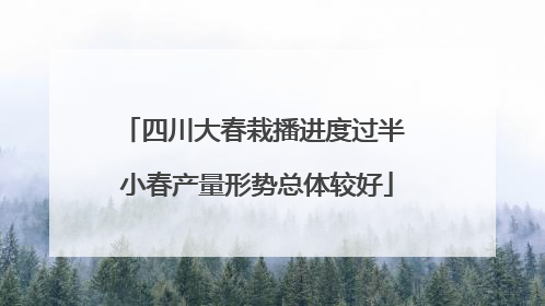 四川大春栽播进度过半 小春产量形势总体较好