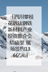 四川攀枝花钒钛钢铁新材料产业投资推介会结硕果 现场签约136亿元