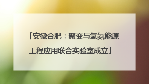 安徽合肥：聚变与氢氨能源工程应用联合实验室成立