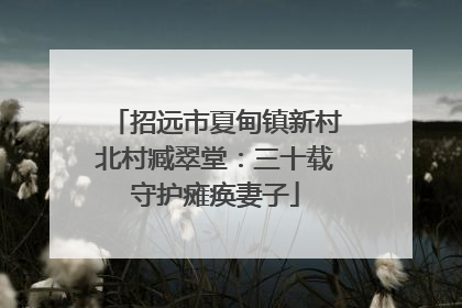 招远市夏甸镇新村北村臧翠堂：三十载守护瘫痪妻子