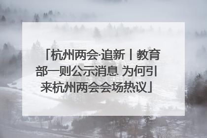 杭州两会·追新丨教育部一则公示消息 为何引来杭州两会会场热议