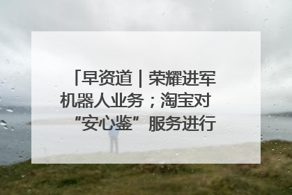 早资道｜荣耀进军机器人业务；淘宝对“安心鉴”服务进行逐步下线调整