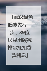 武汉绿色低碳先行一步，39位居民用碳减排量抵扣贷款利息