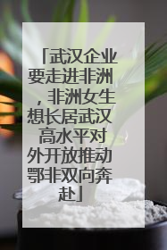 武汉企业要走进非洲，非洲女生想长居武汉 高水平对外开放推动鄂非双向奔赴