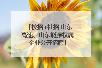校招+社招 山东高速、山东能源权属企业公开招聘
