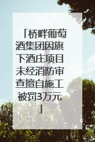 桥畔葡萄酒集团因旗下酒庄项目未经消防审查擅自施工被罚3万元