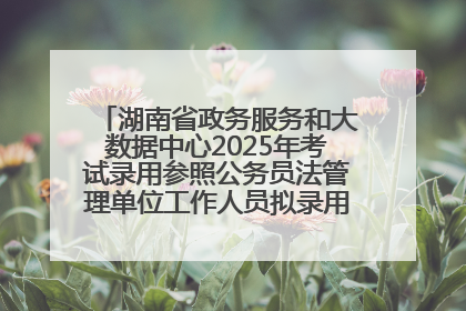 湖南省政务服务和大数据中心2025年考试录用参照公务员法管理单位工作人员拟录用人员名单公示