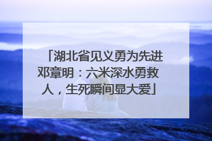 湖北省见义勇为先进邓章明：六米深水勇救人，生死瞬间显大爱
