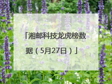 湘邮科技龙虎榜数据（5月27日）
