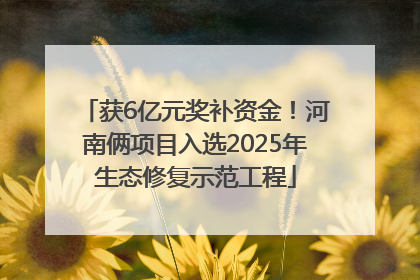 获6亿元奖补资金！河南俩项目入选2025年生态修复示范工程