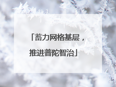 蓄力网格基层，推进普陀智治