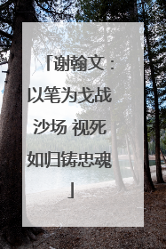 谢翰文：以笔为戈战沙场 视死如归铸忠魂
