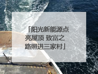 阳光新能源点亮屋顶 致富之路照进三家村
