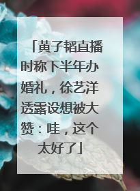 黄子韬直播时称下半年办婚礼，徐艺洋透露设想被大赞：哇，这个太好了