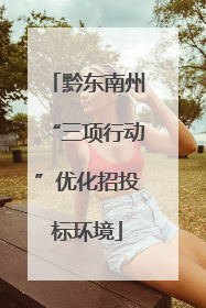 黔东南州“三项行动”优化招投标环境