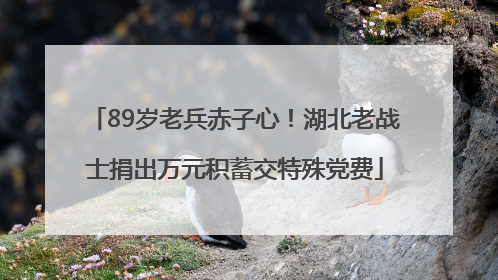 89岁老兵赤子心！湖北老战士捐出万元积蓄交特殊党费